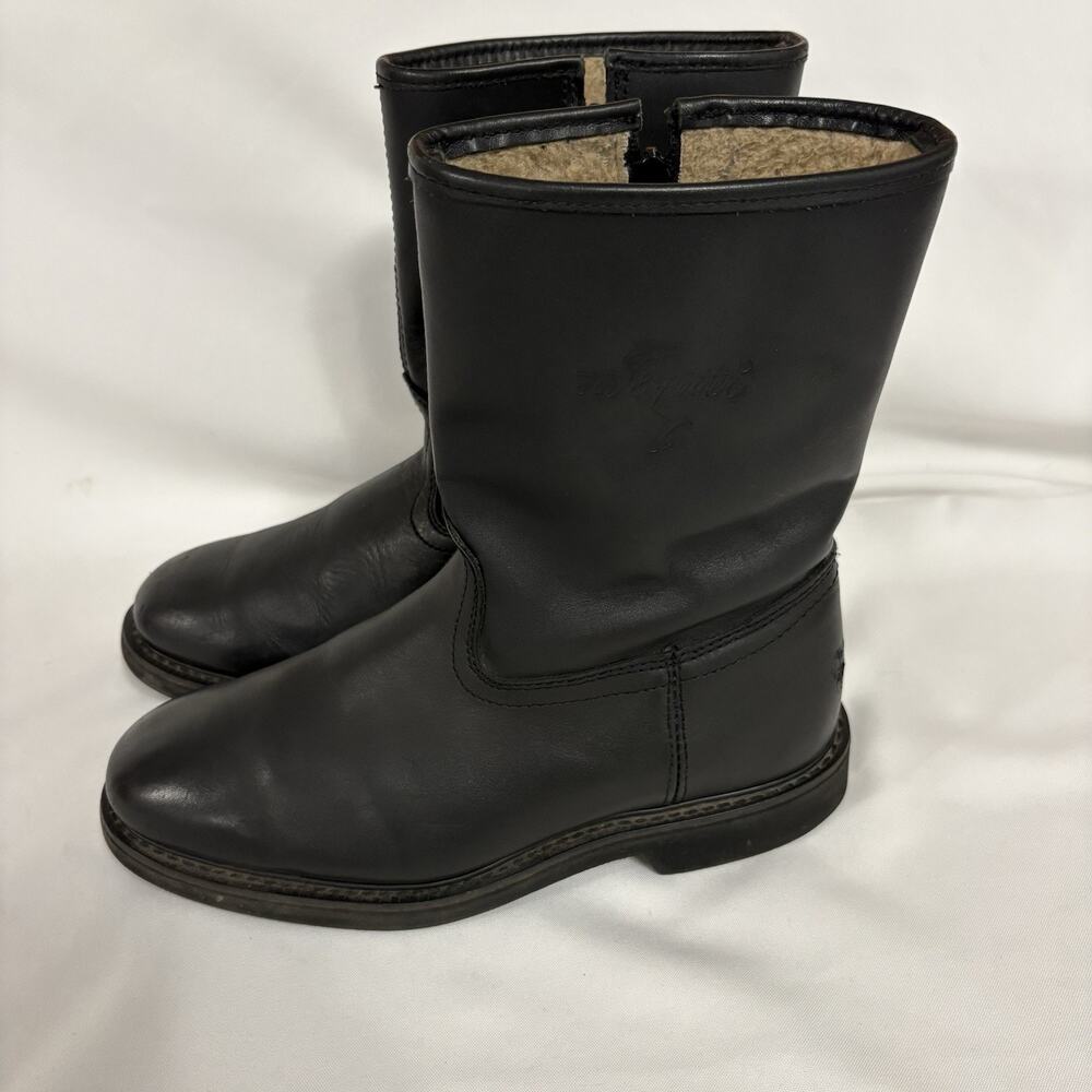 Justin Roper Boots Mens 8.5 E 3 Black Leather Western Cowboy Zip Lined